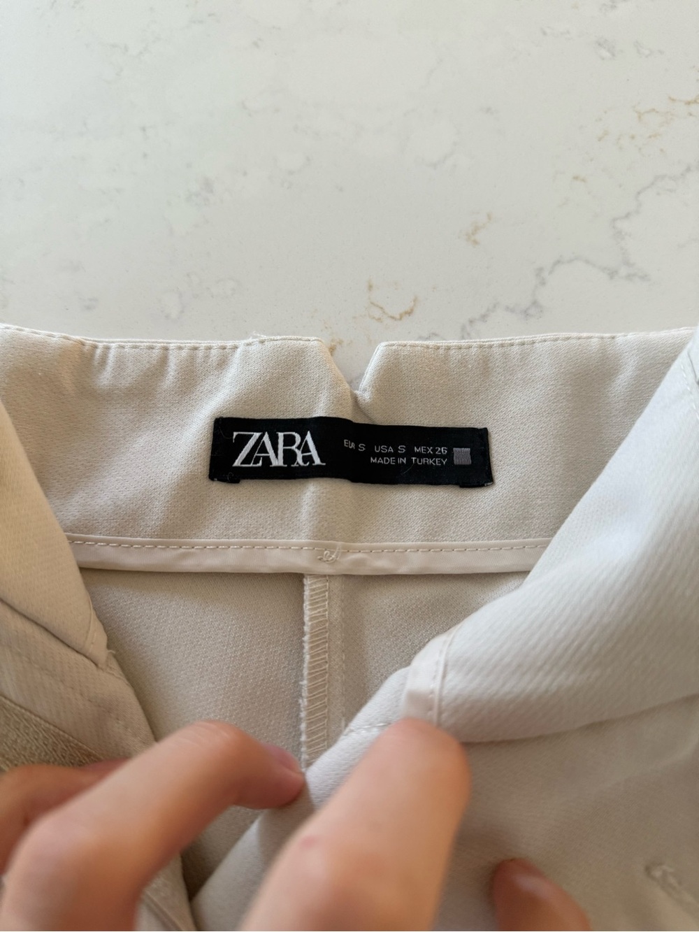 Zara Womens Cream High-Waist Tailored Trousers - Picture 3 of 5